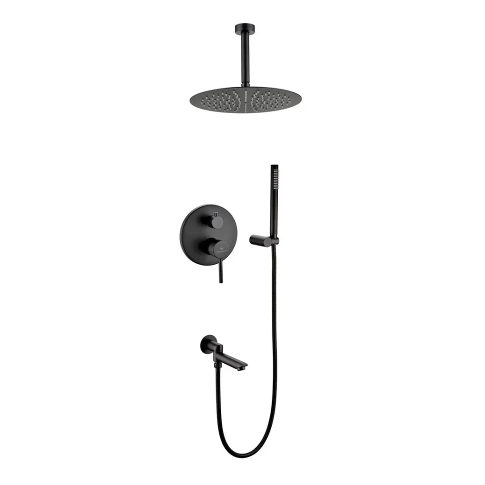 Душевая система скрытого монтажа Grocenberg GB5099BL-2, черный матовый