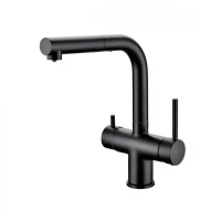 Смеситель для кухни под фильтр с выдвижным изливом Grocenberg GB4097, черный матовый