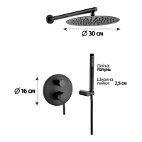 Душевая система скрытого монтажа Grocenberg GB5099BL-3, черный матовый