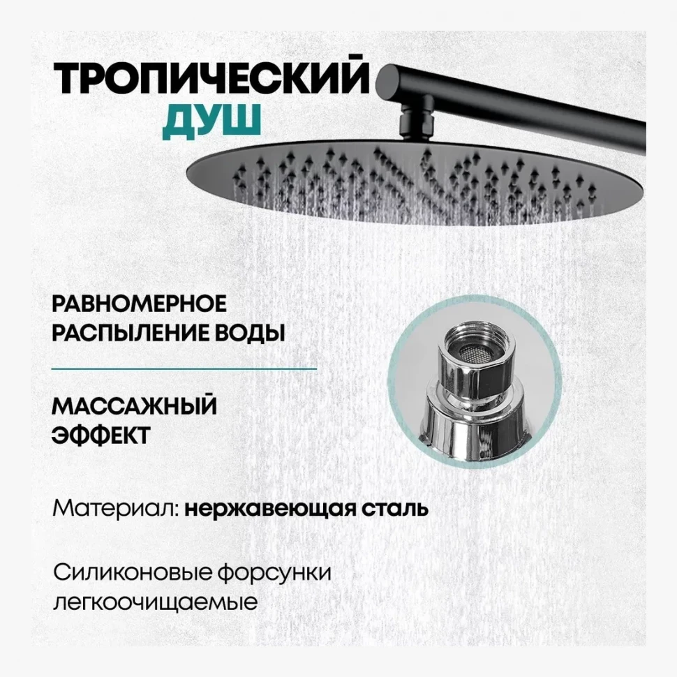 Душевая система скрытого монтажа Grocenberg GB5099BL-3, черный матовый