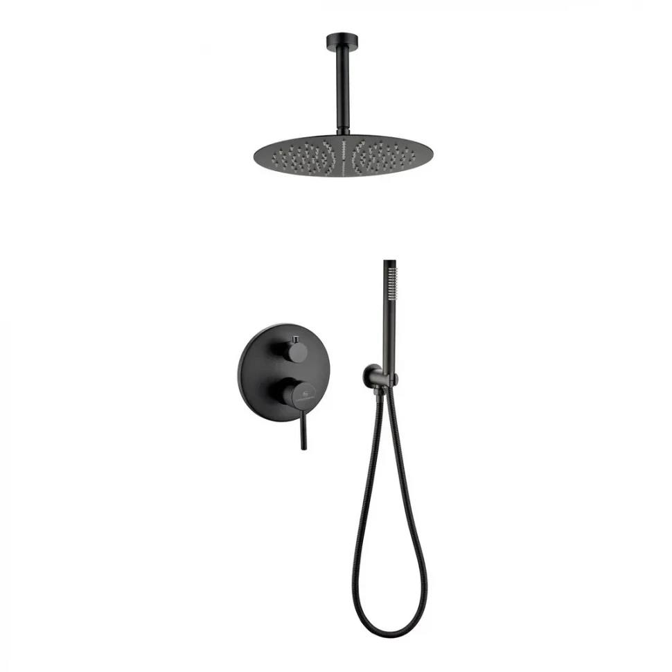 Душевая система скрытого монтажа Grocenberg GB5099BL-4, черный матовый