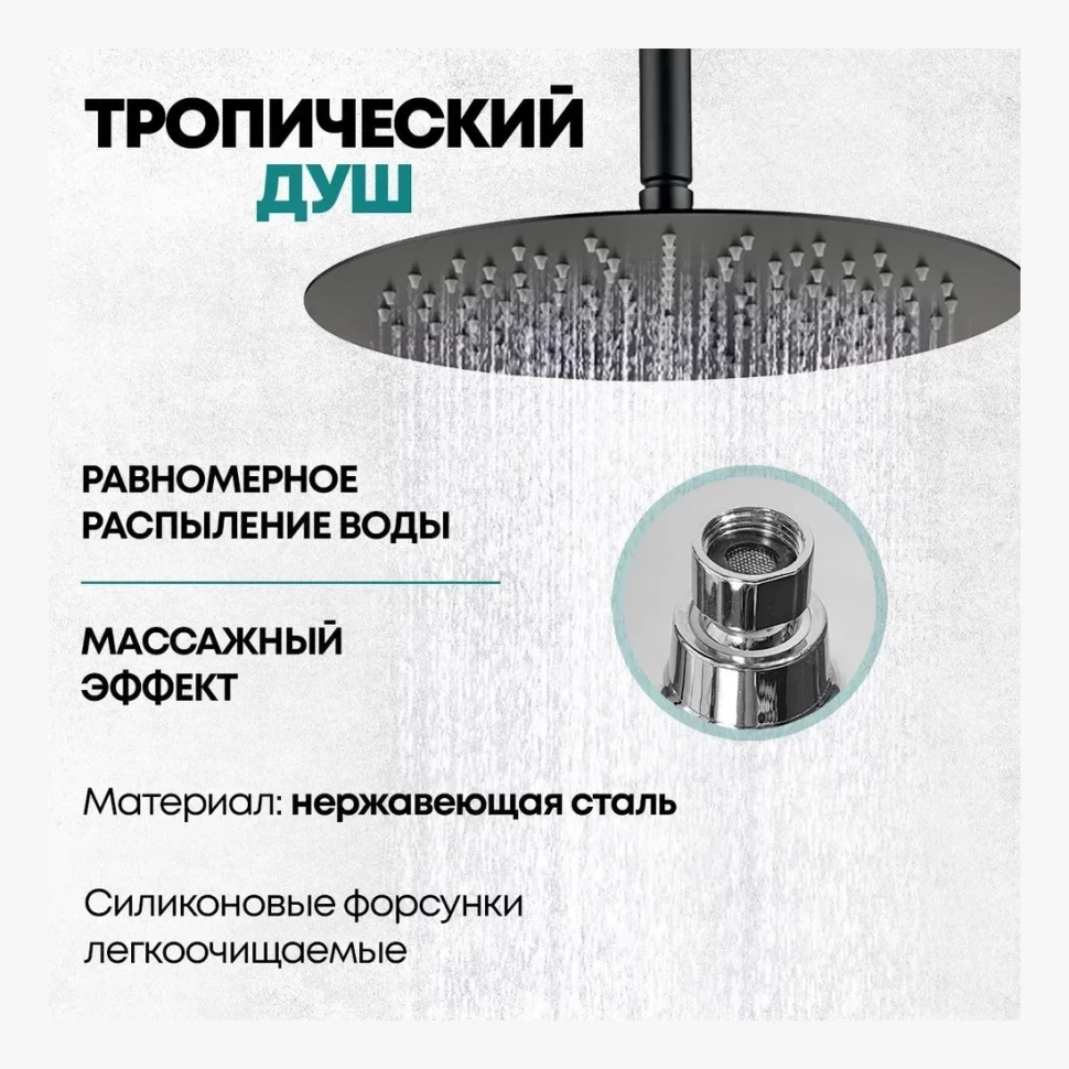 Душевая система скрытого монтажа Grocenberg GB5099BL-4, черный матовый