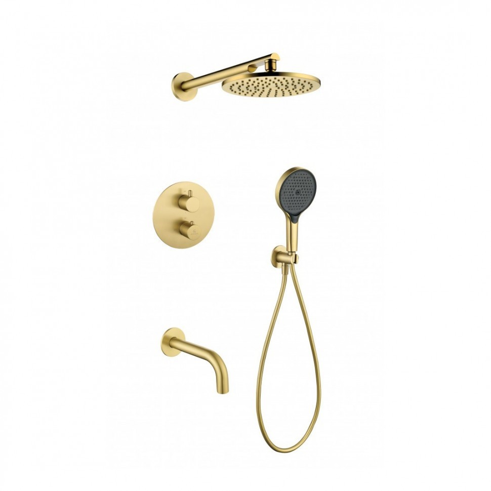Душевая система скрытого монтажа Grocenberg GB5091, матовое золото