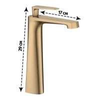 Смеситель для раковины высокий Grocenberg GB3025, матовое золото