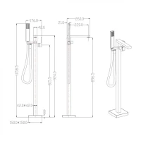 Смеситель напольный для ванны Grocenberg GB800, графит