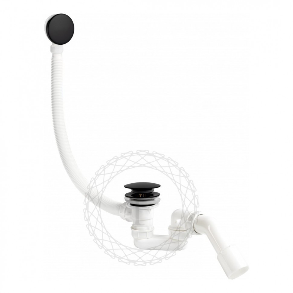 Сифон для ванны автоматический FILARETE FL90, черный матовый